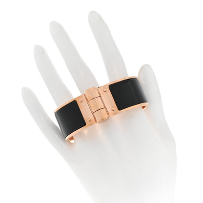 Hermes Enamel Charniere Uni Wide Hinged Bracelet M Black 2 of 5