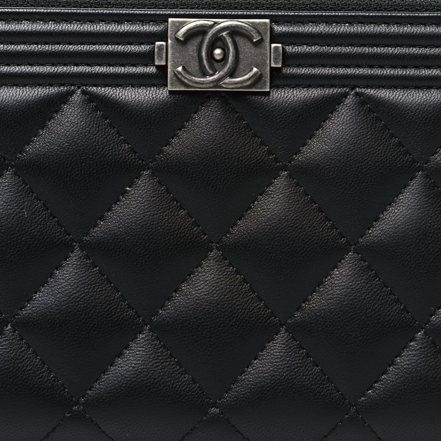Chanel Lambskin Quilted Boy Zip Around Wallet Black 9 of 11
