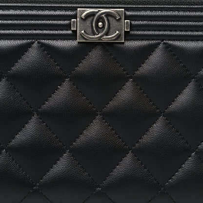 Chanel Lambskin Quilted Boy Zip Around Wallet Black 9 of 11