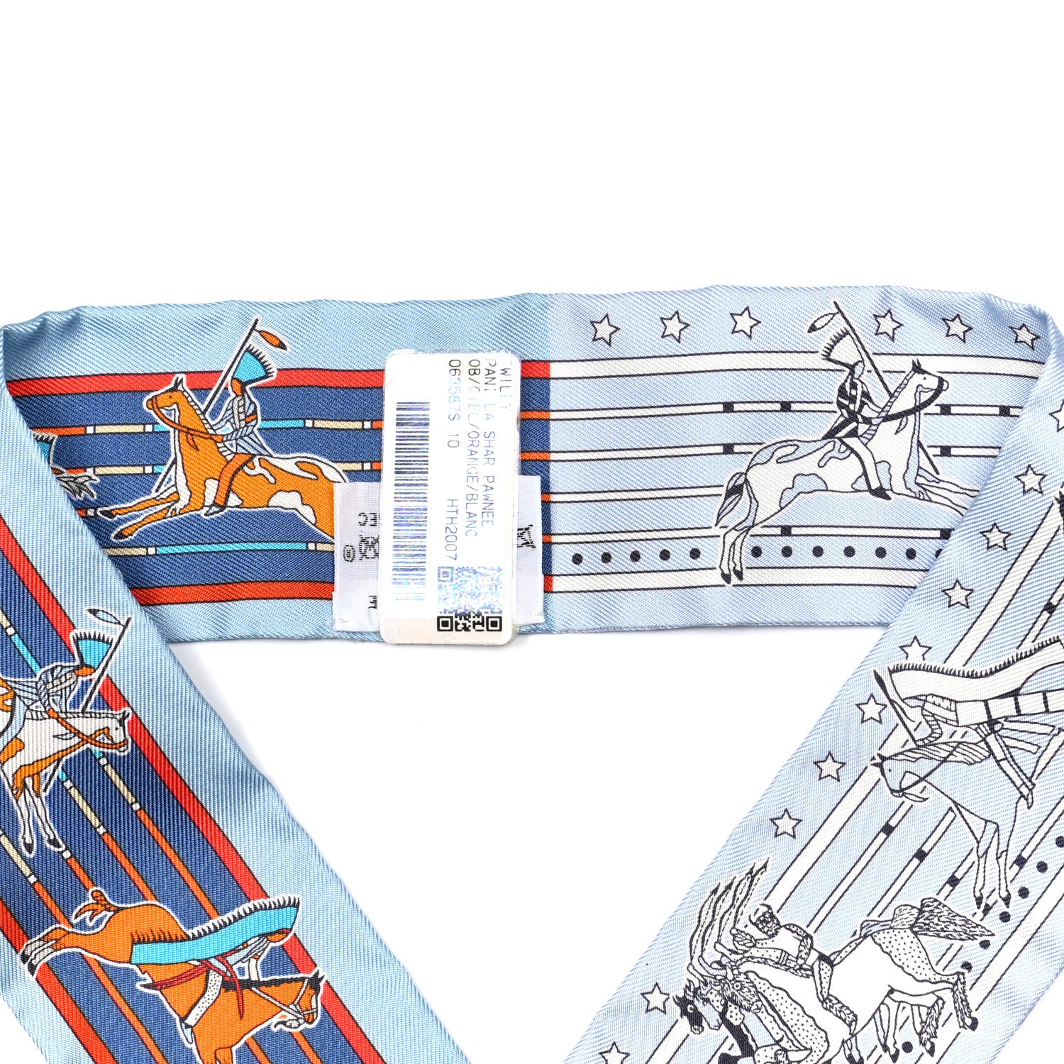 Hermes Silk Pani La Shar Pawnee Twilly Ciel Orange White 2 of 4