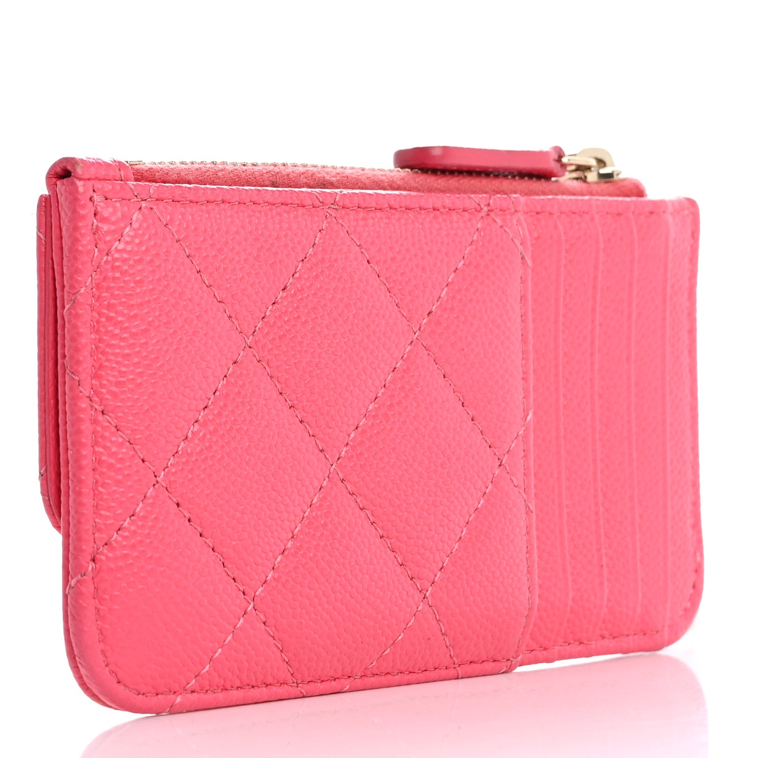 Chanel Caviar Quilted Flap Zip Card Holder Dark Pink 3 of 13