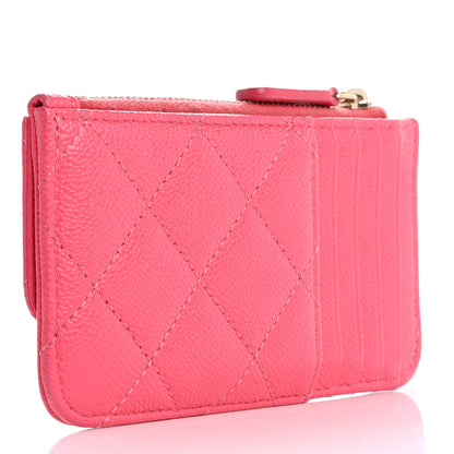 Chanel Caviar Quilted Flap Zip Card Holder Dark Pink 3 of 13