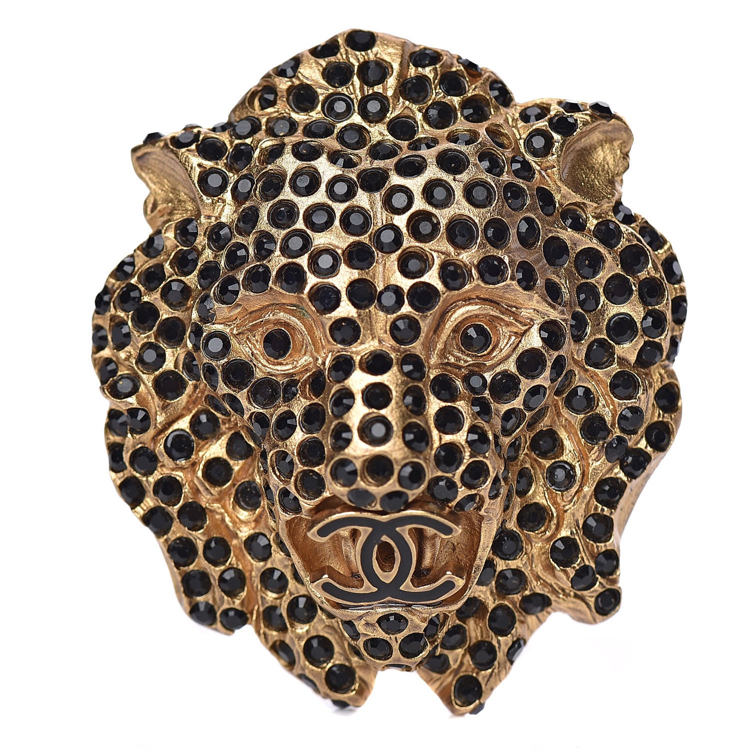 Chanel Crystal CC Lion Brooch Gold 1 of 5