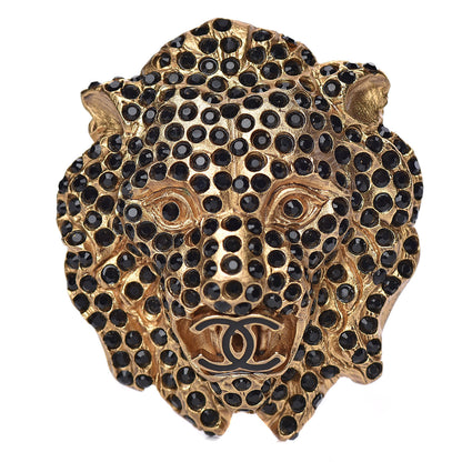 Chanel Crystal CC Lion Brooch Gold 1 of 5