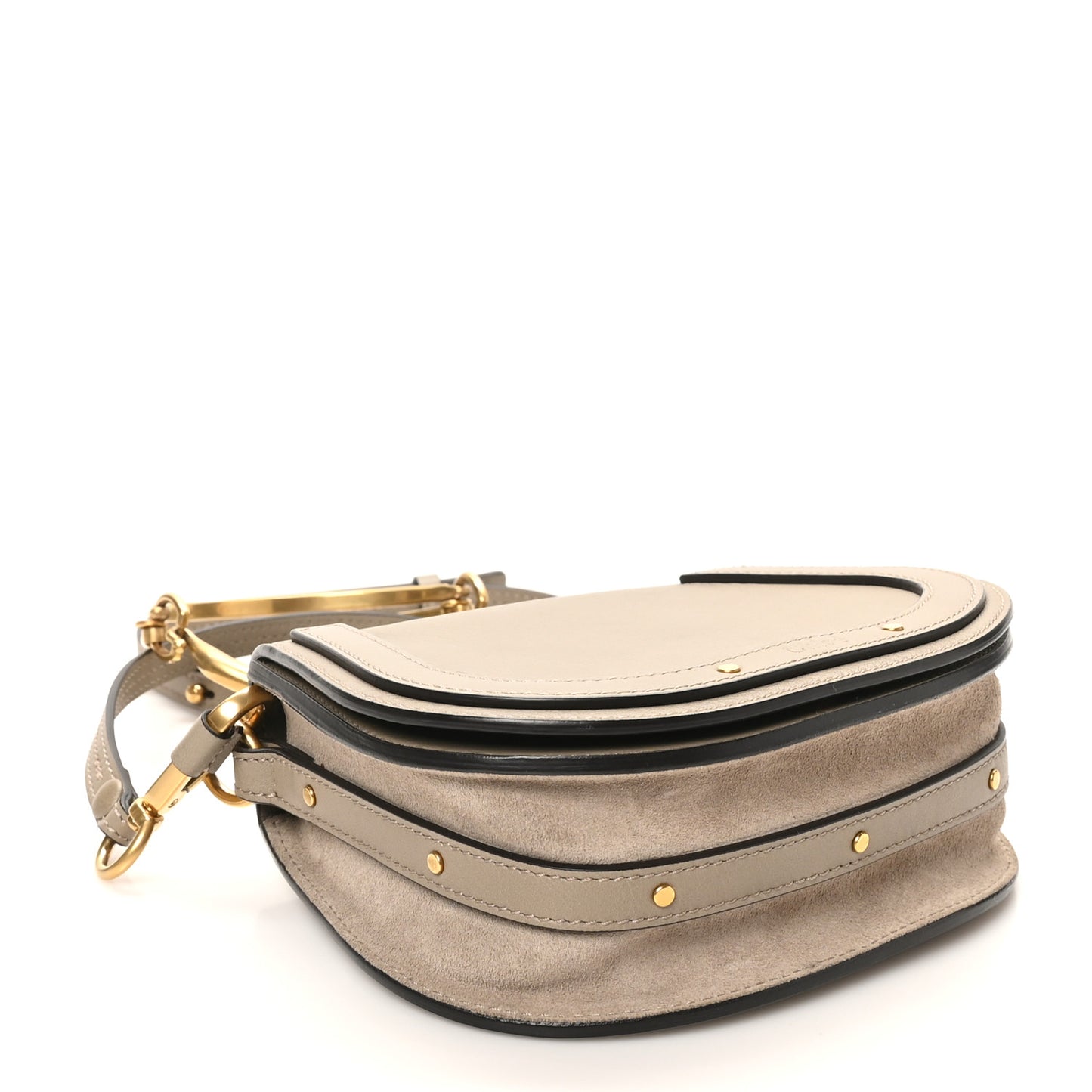 Calfskin Suede Small Nile Bracelet Bag Motty Grey