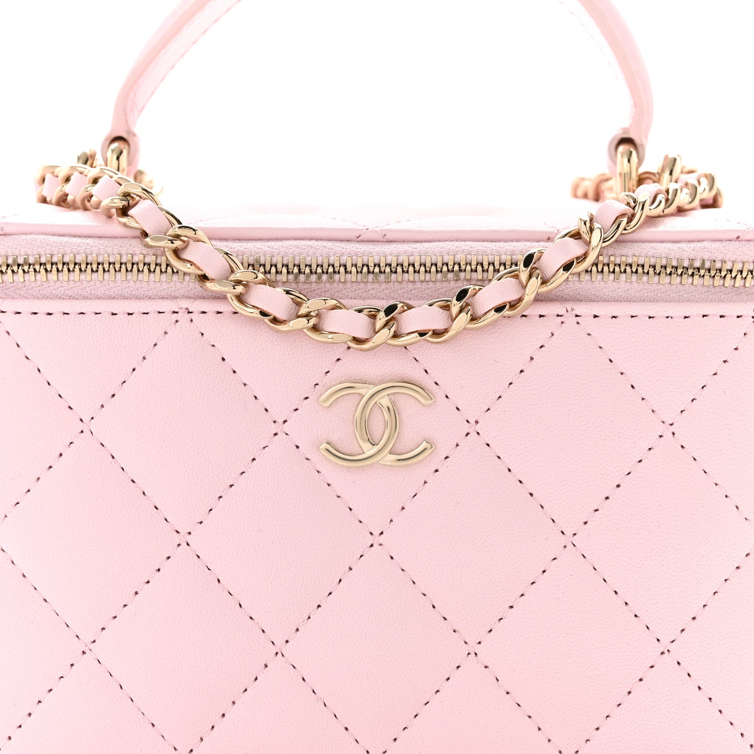 Chanel Lambskin Quilted Small Top Handle Vanity Case With Chain Light Pink 7 of 10