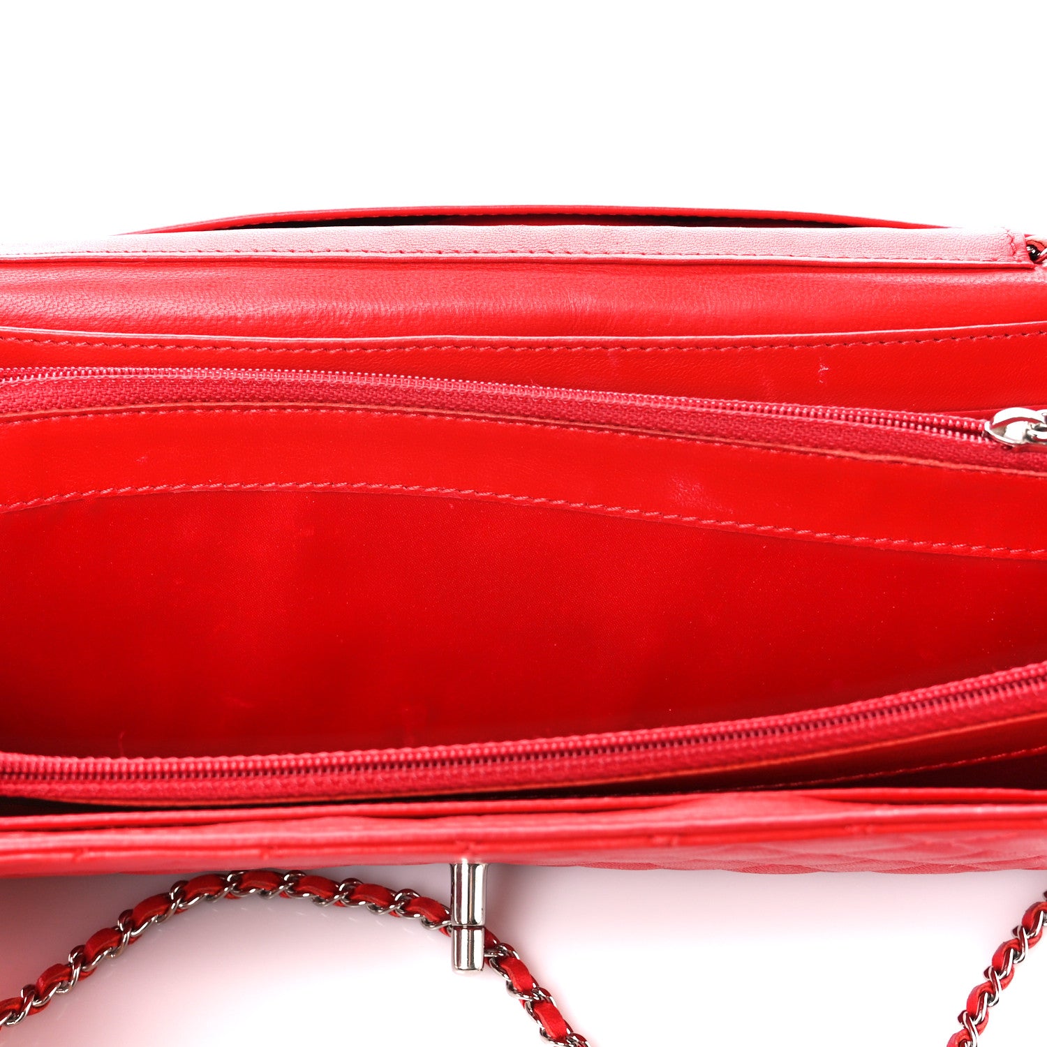 Chanel Lambskin Quilted Chain Clutch Flap Red 7 of 13