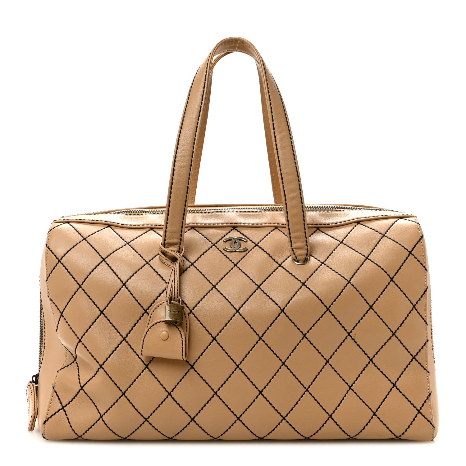 Chanel Calfskin Wild Stitch Duffel Bag Beige 1 of 15