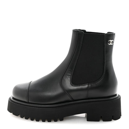 Chanel Calfskin Cap Toe CC Short Boots 36 Black 1 of 9