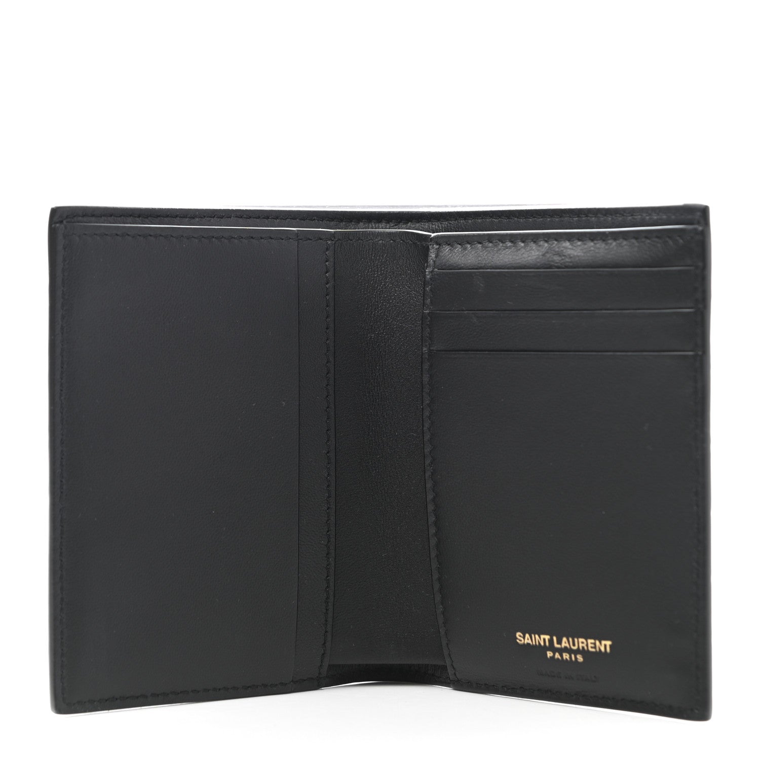 Saint Laurent Calfskin Crocodile Embossed Tiny Monogram Credit Card Wallet Black 5 of 7