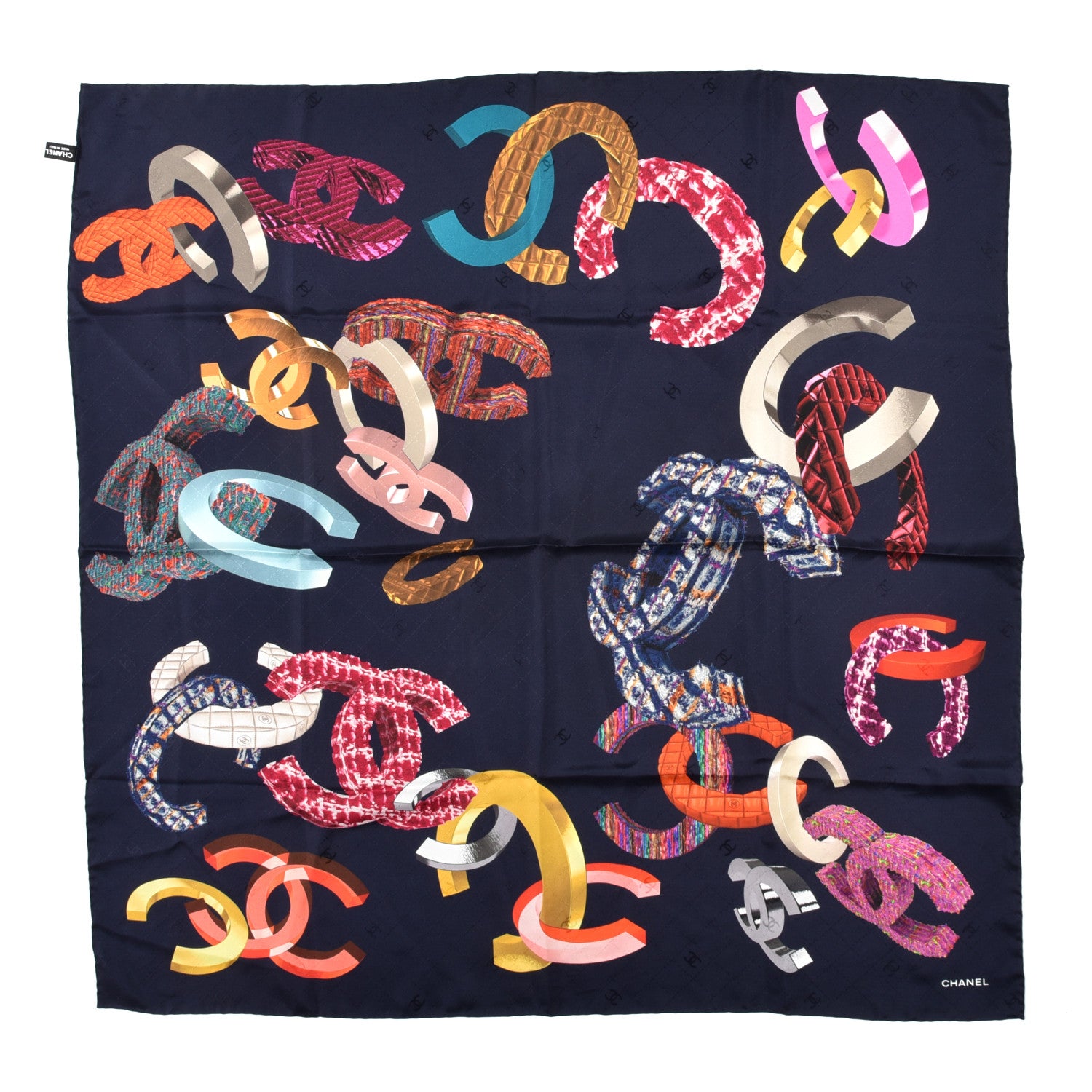 Chanel Silk CC Square Scarf Blue 2 of 7