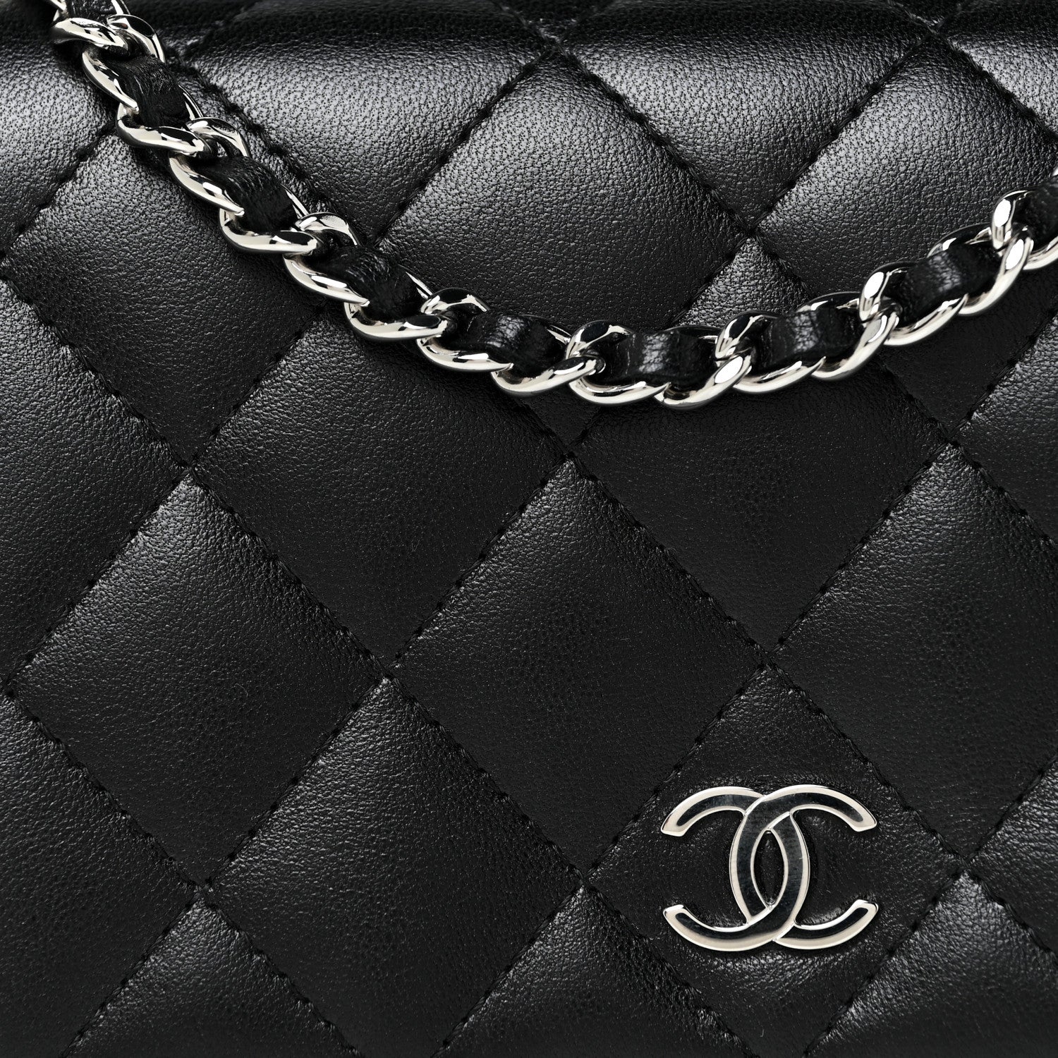 Chanel Lambskin Quilted Wallet On Chain WOC Black 12 of 13