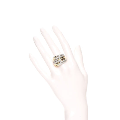 David Yurman Sterling Silver 18K Yellow Gold Diamond 19mm Labyrinth Triple Loop Ring 60.5 9.5 2 of 4
