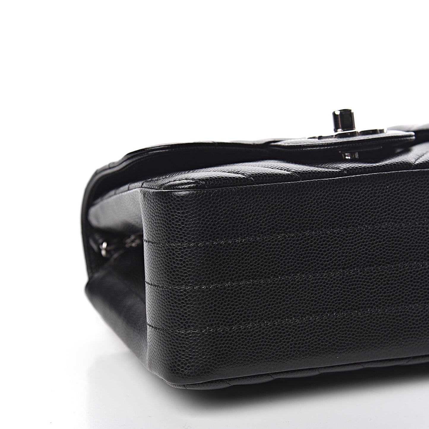 Caviar Chevron Quilted Mini Square Flap Black