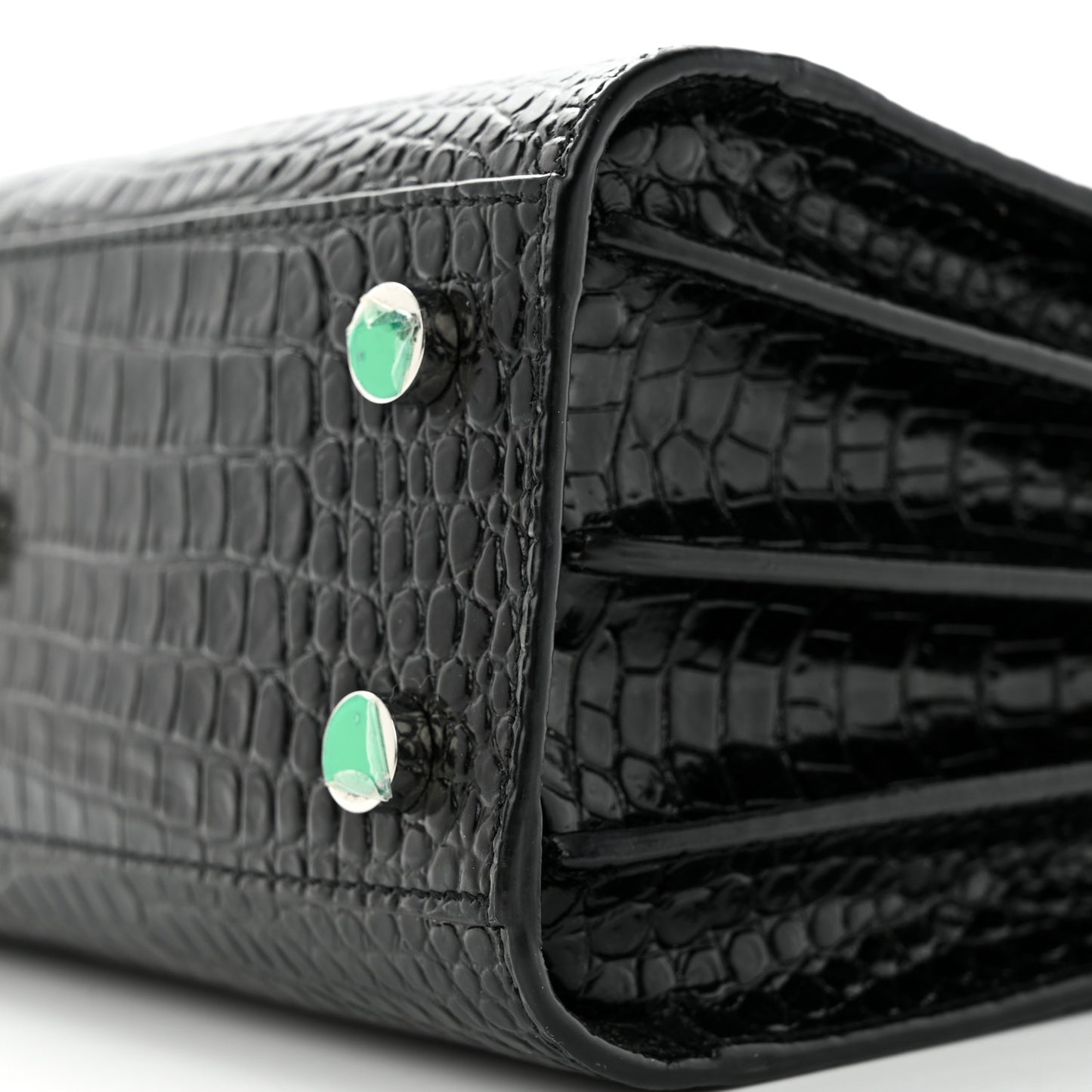 Calfskin Crocodile Embossed Nano Sac De Jour Black