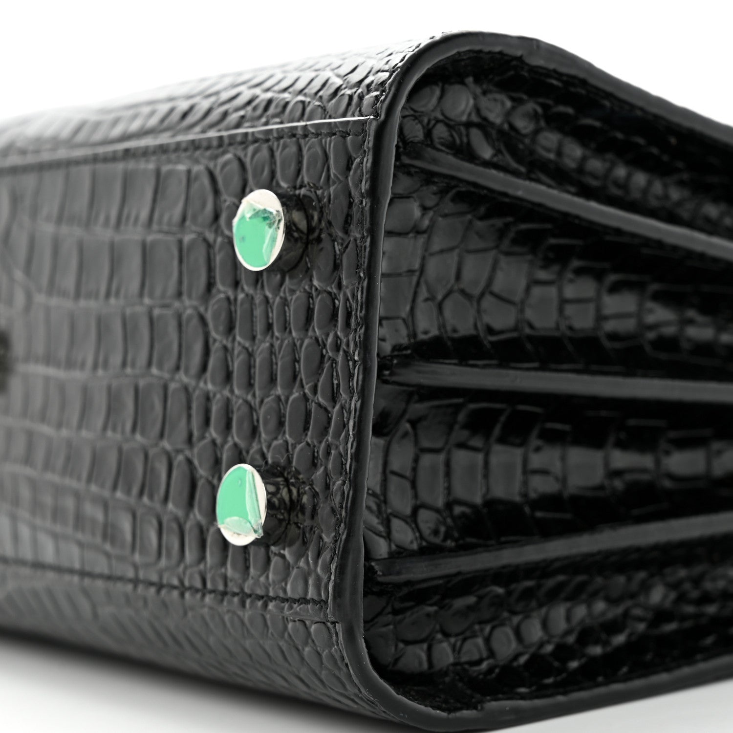 Saint Laurent Calfskin Crocodile Embossed Nano Sac De Jour Black 10 of 14