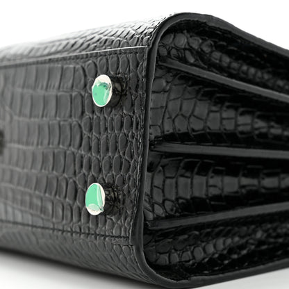 Saint Laurent Calfskin Crocodile Embossed Nano Sac De Jour Black 10 of 14