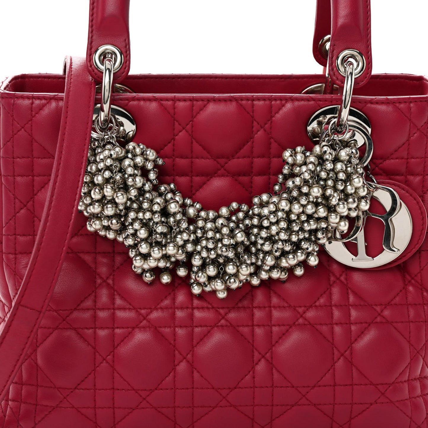 Lambskin Cannage Medium Pearl Lady Dior Dark Pink