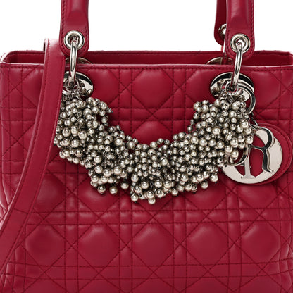 Christian Dior Lambskin Cannage Medium Pearl Lady Dior Dark Pink 7 of 9