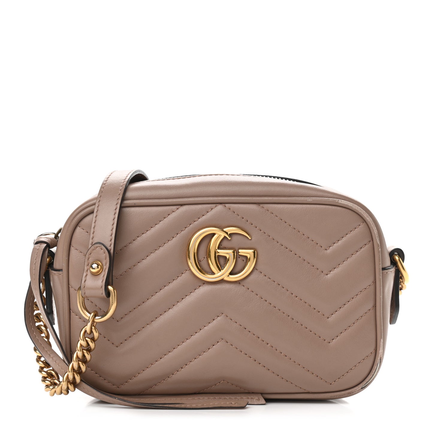 Calfskin Matelasse Mini GG Marmont Chain Shoulder Bag Porcelain Rose