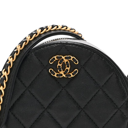 Chanel Goatskin Quilted Chanel 19 Round Clutch With Chain Black 8 of 10