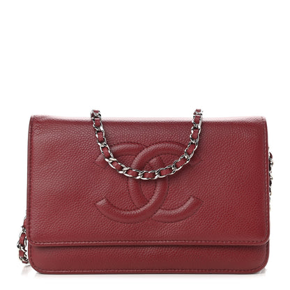 Chanel Caviar Timeless CC Wallet on Chain WOC Dark Red 1 of 12