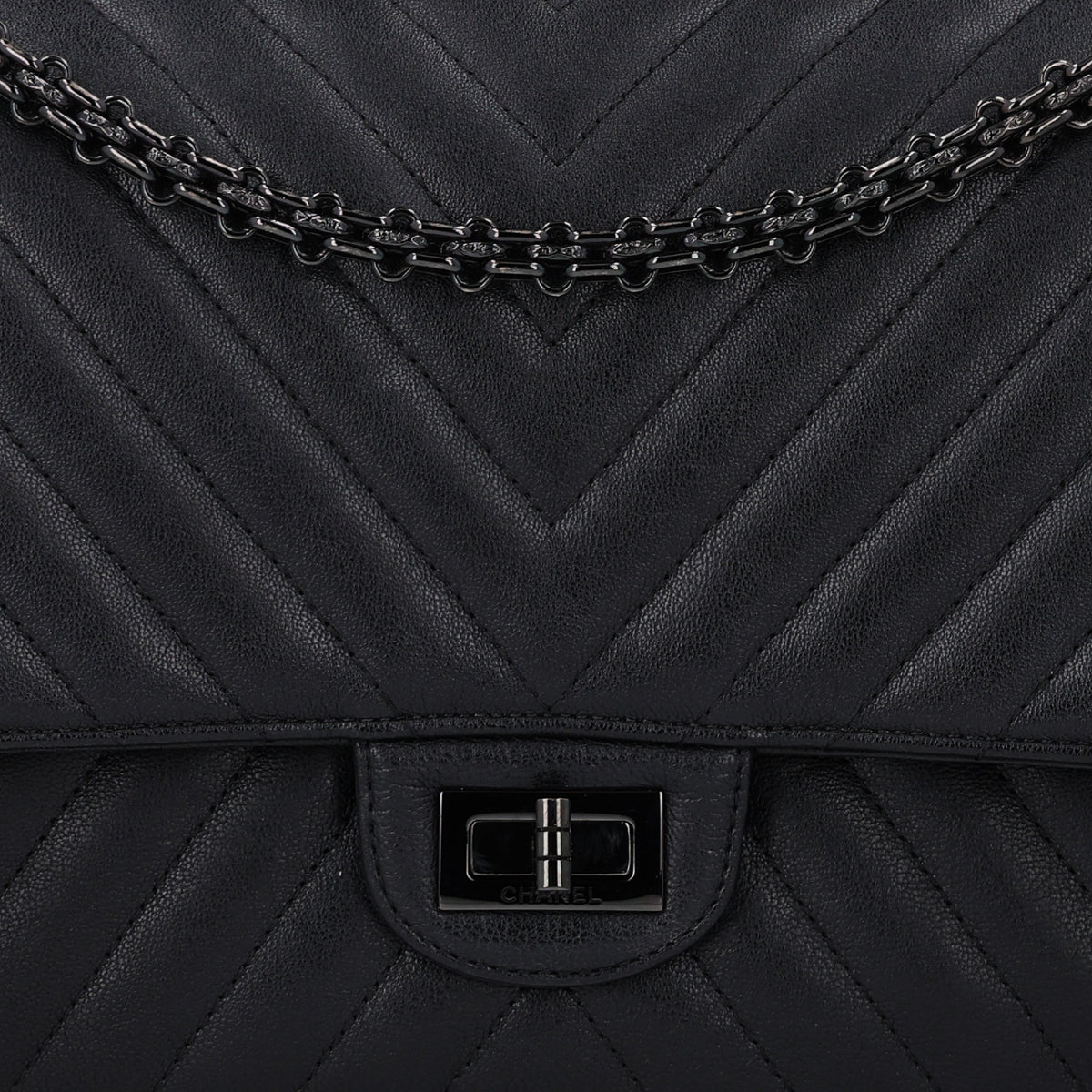 Chanel Sheepskin Chevron Quilted 2.55 Reissue 226 Flap So Black 7 of 10