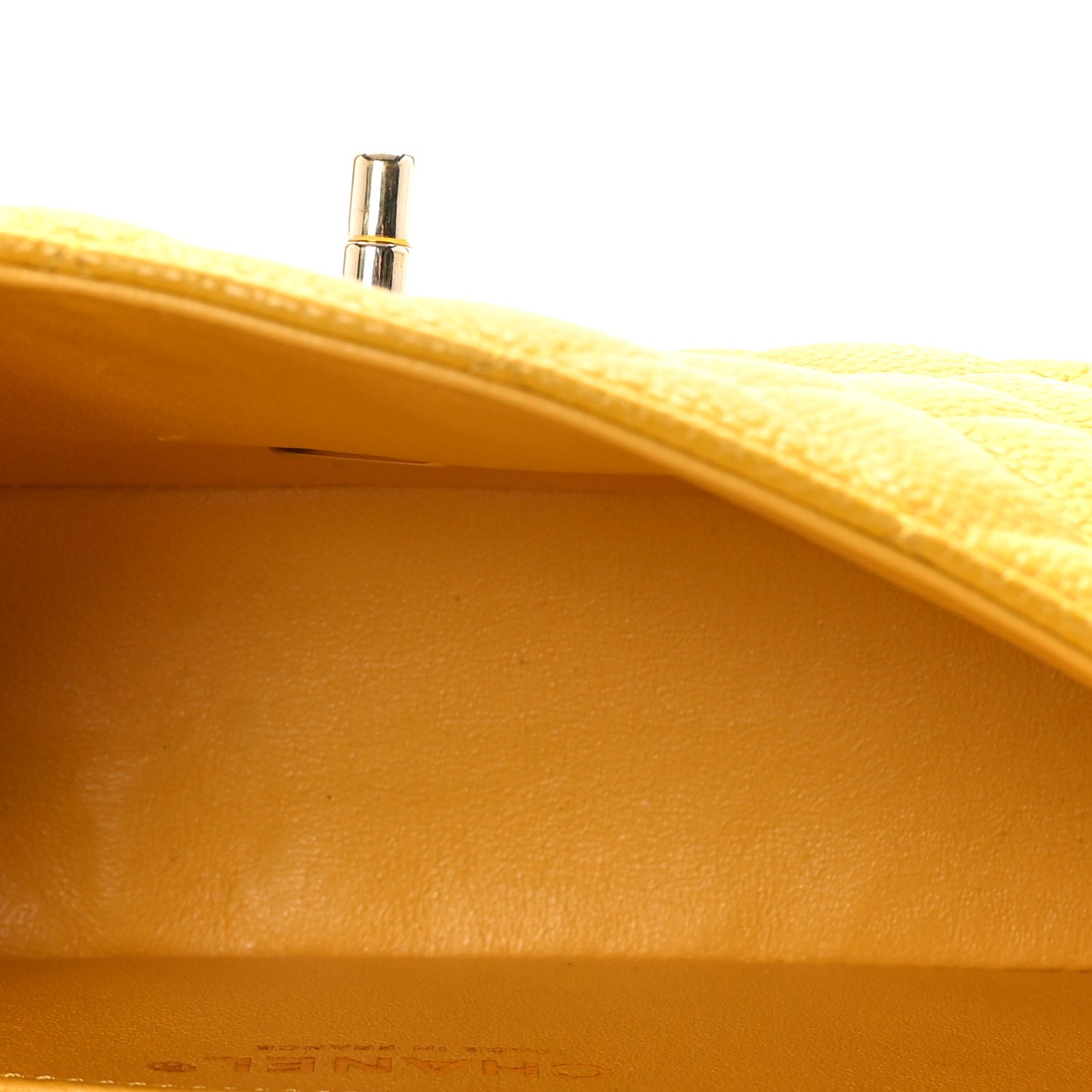 Caviar Quilted Mini Rectangular Flap Yellow
