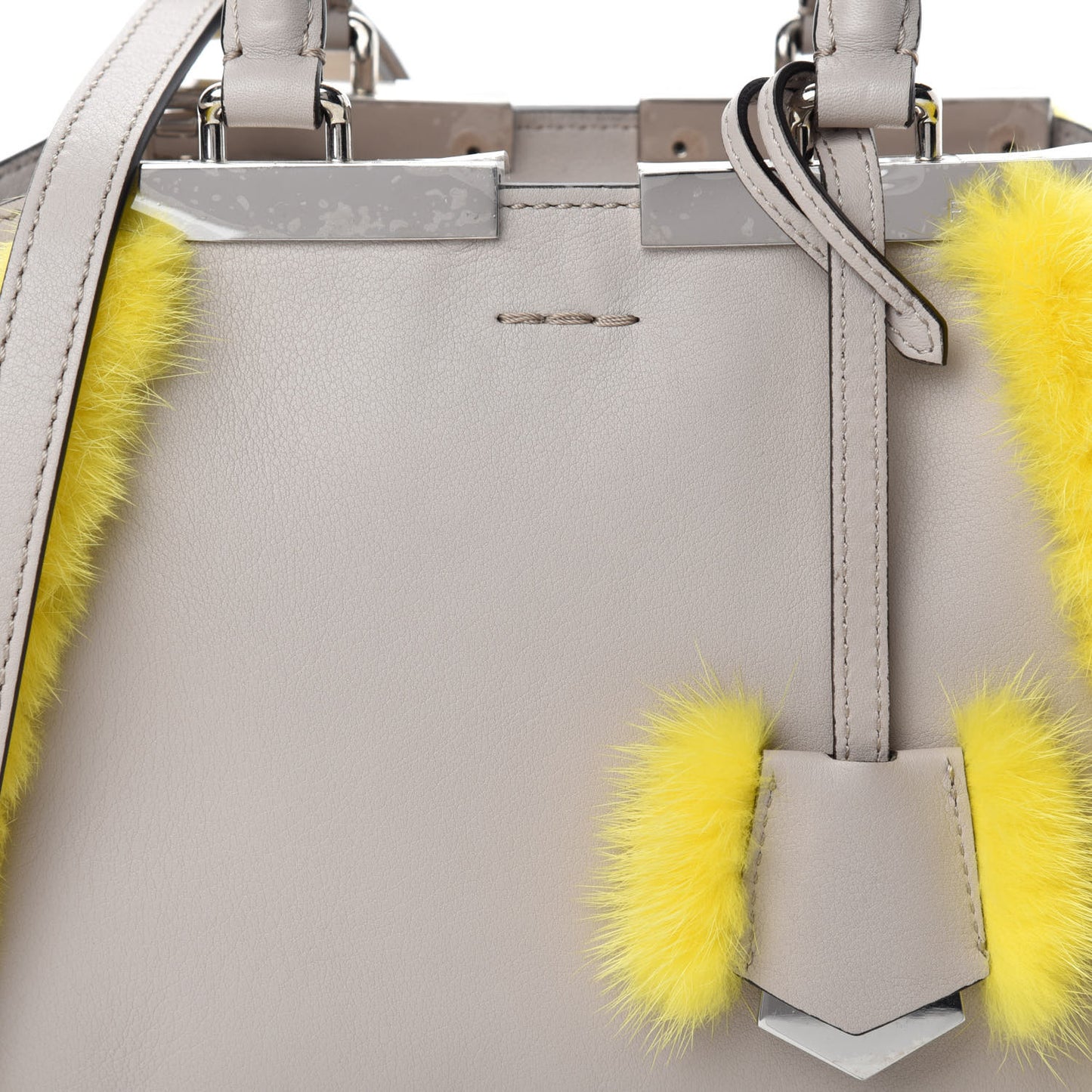 Vitello Dolce Mink Fur Mini 3jours Tote Beige Yellow