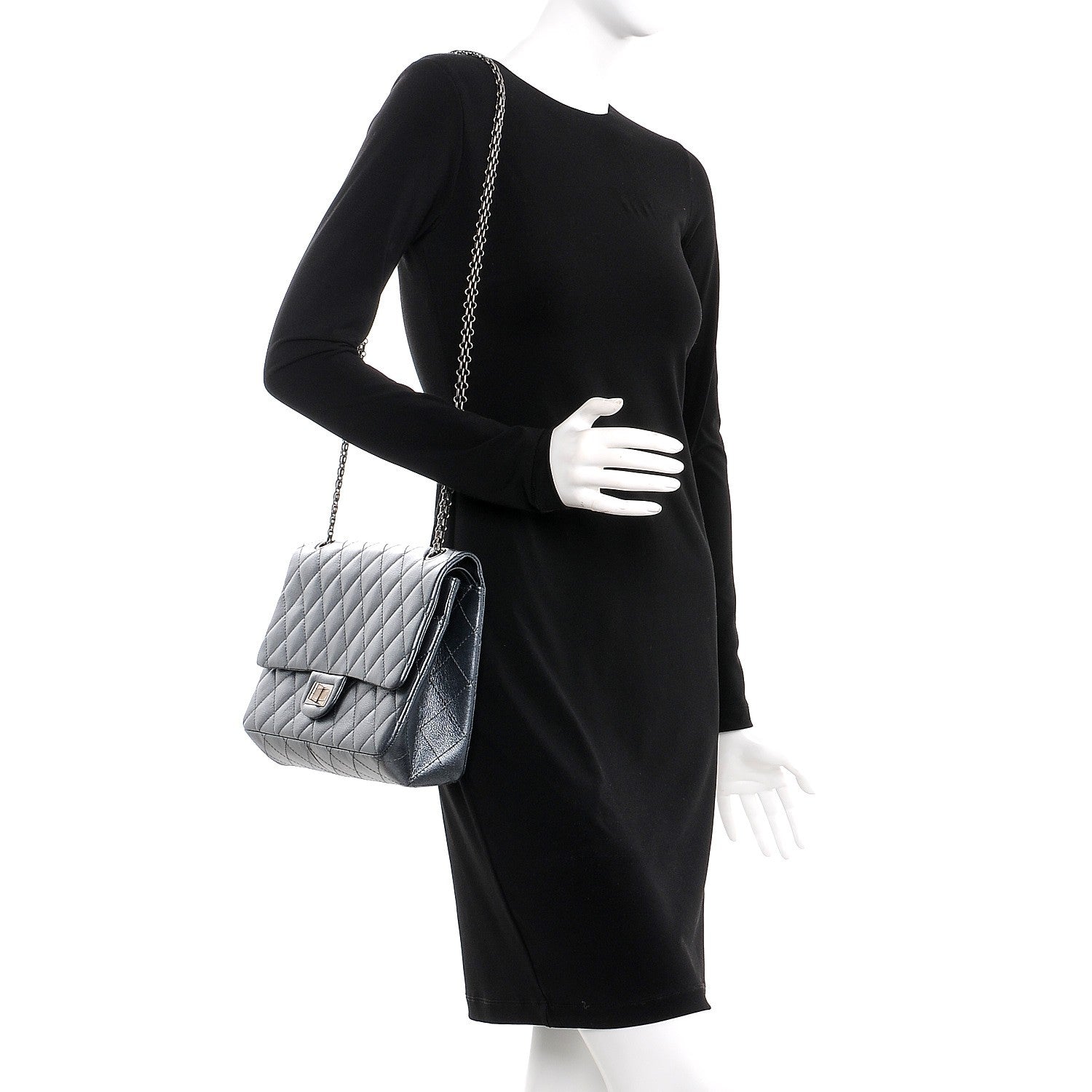 Chanel Metallic Calfskin Quilted 2.55 Reissue 227 Flap Charcoal 2 of 9