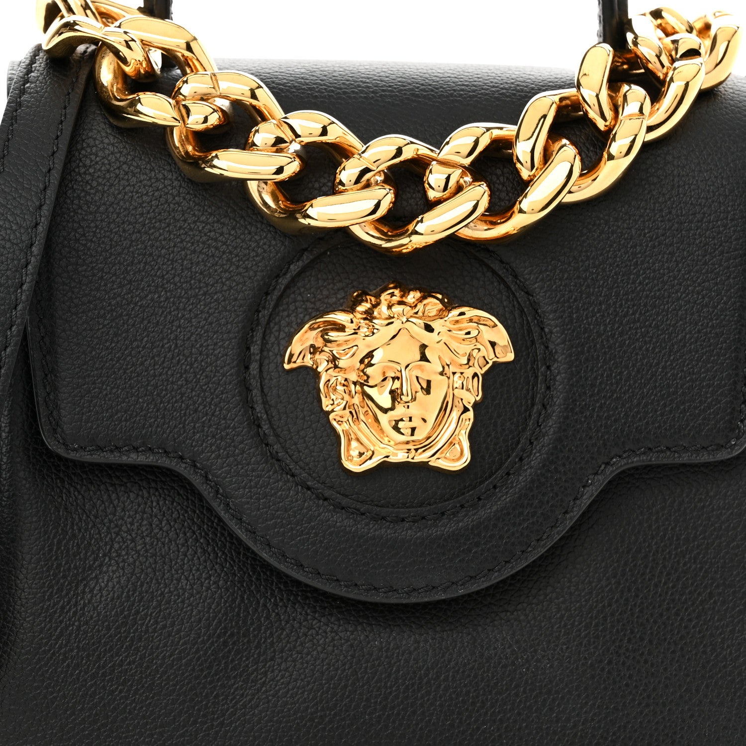 Versace Grained Calfskin Small La Medusa Top Handle Bag Black 7 of 11