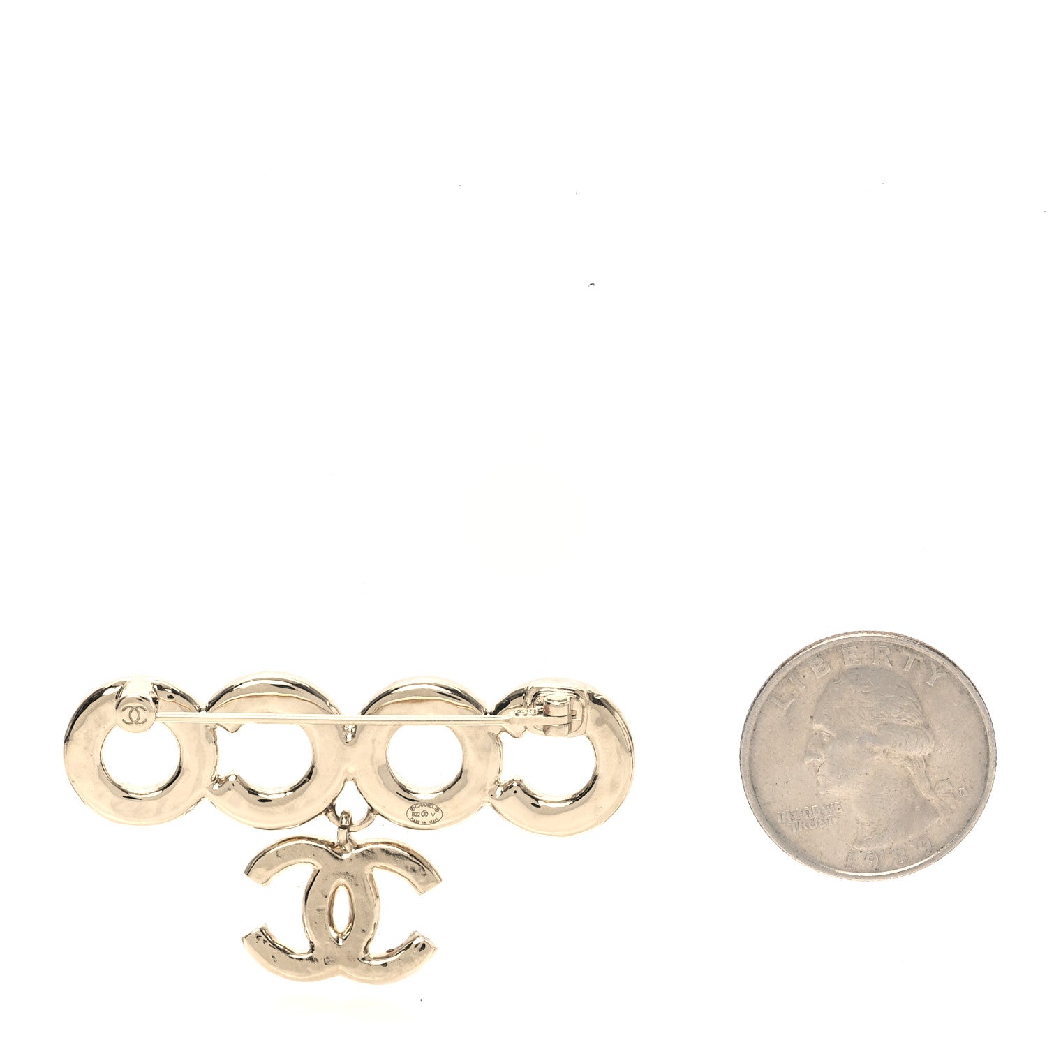Chanel Metal Pearl Coco Brooch Gold 2 of 3