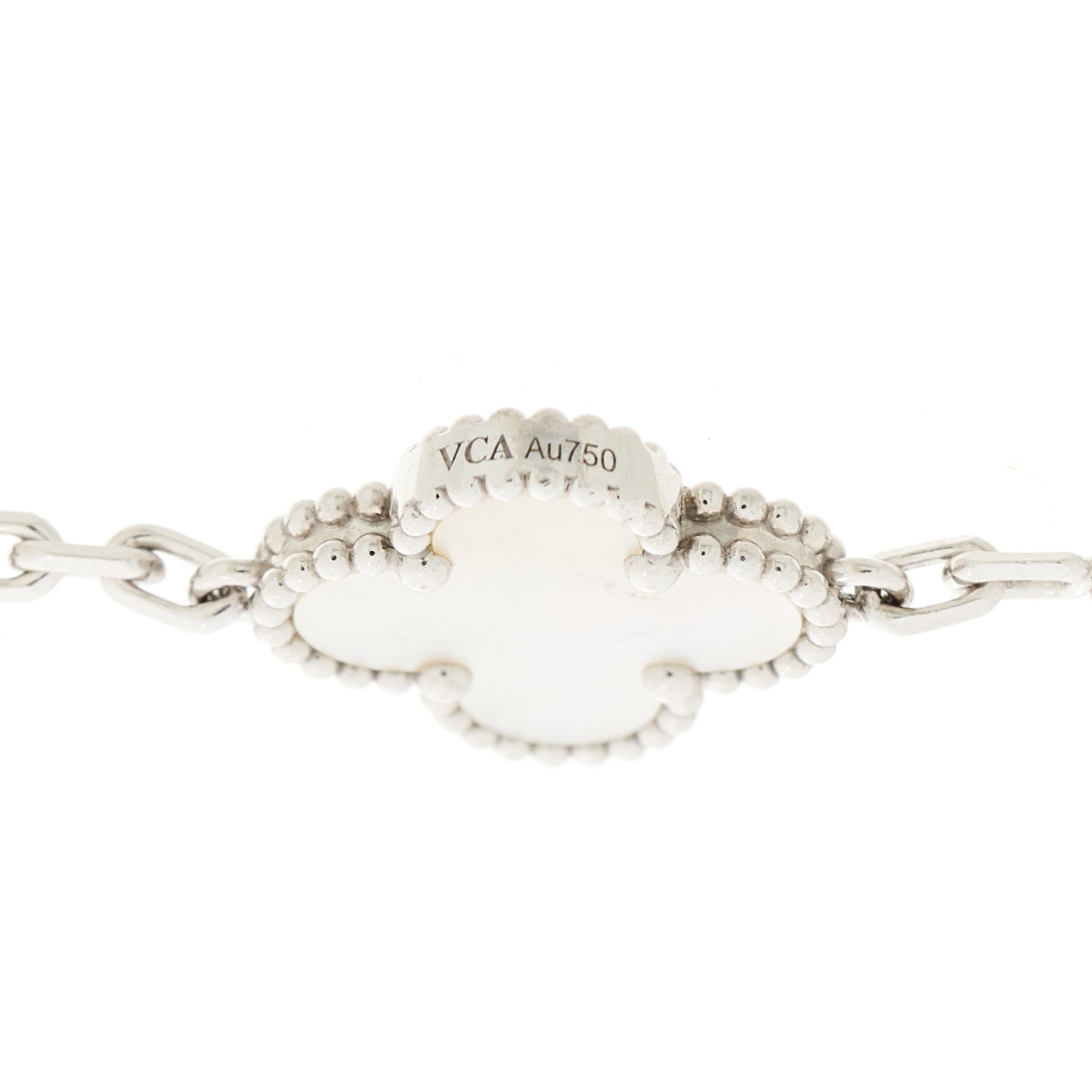 18K White Gold Mother of Pearl 5 Motifs Vintage Alhambra Bracelet