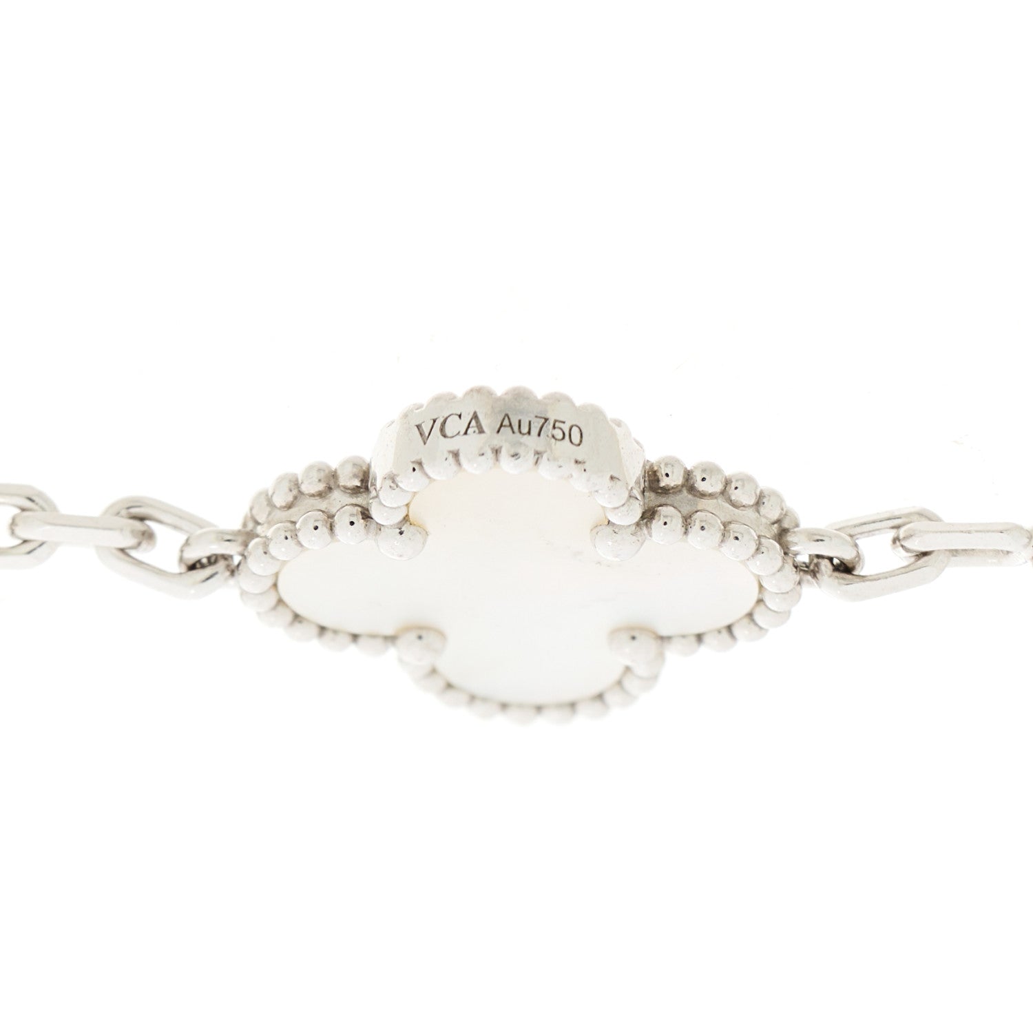 Van Cleef & Arpels 18K White Gold Mother of Pearl 5 Motifs Vintage Alhambra Bracelet 4 of 5