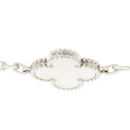 Van Cleef & Arpels 18K White Gold Mother of Pearl 5 Motifs Vintage Alhambra Bracelet 4 of 5