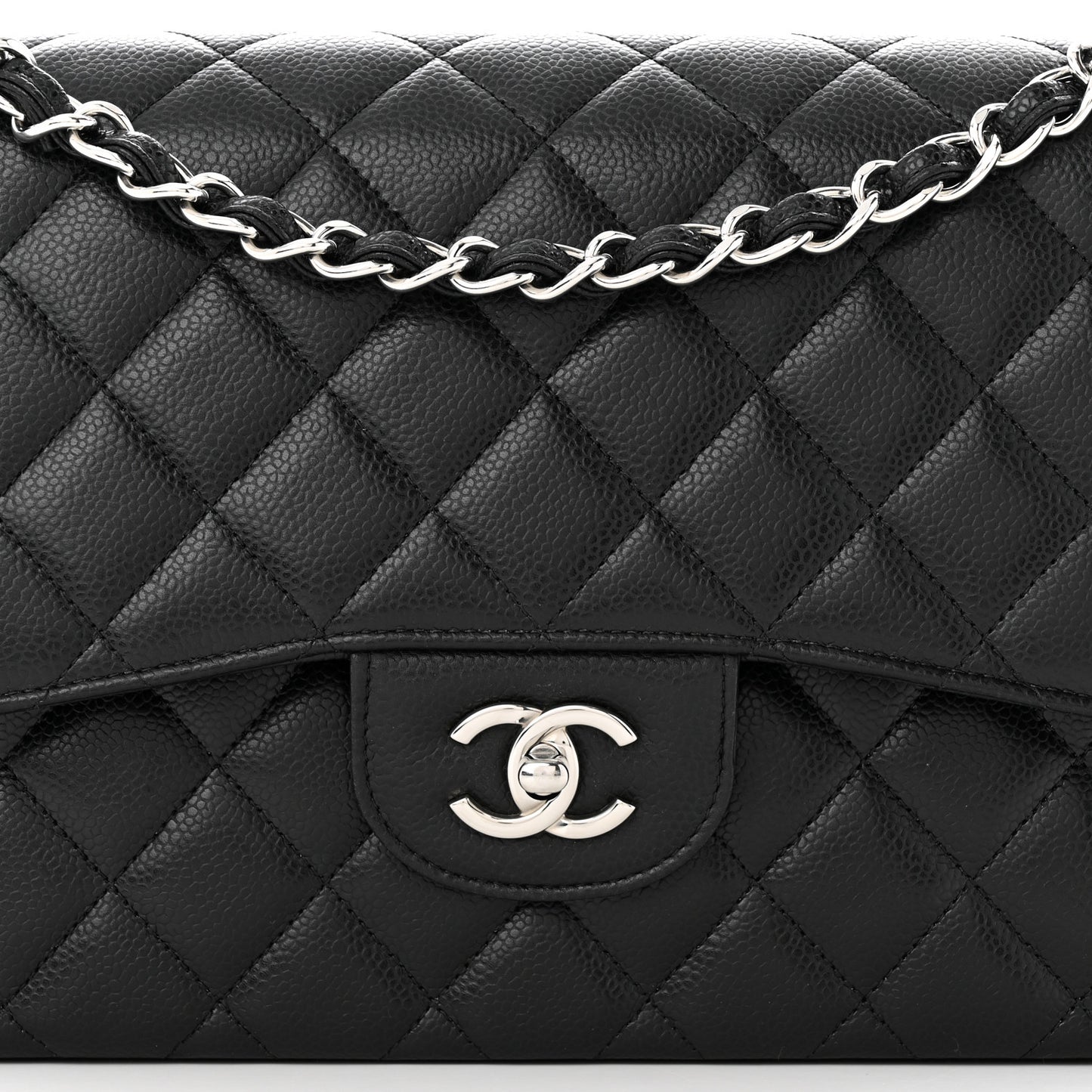 Caviar Quilted Jumbo Double Flap Black