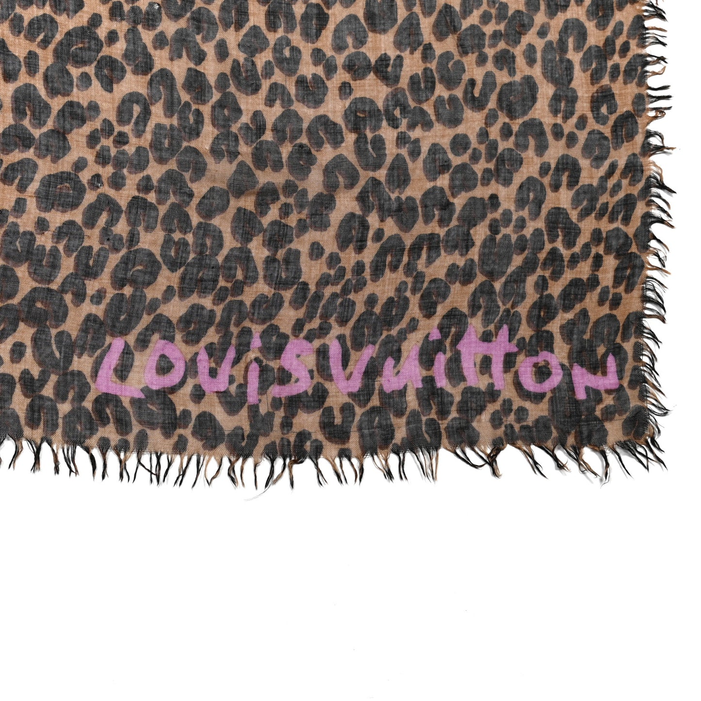 Cashmere Silk Leopard Etole Stole Marron