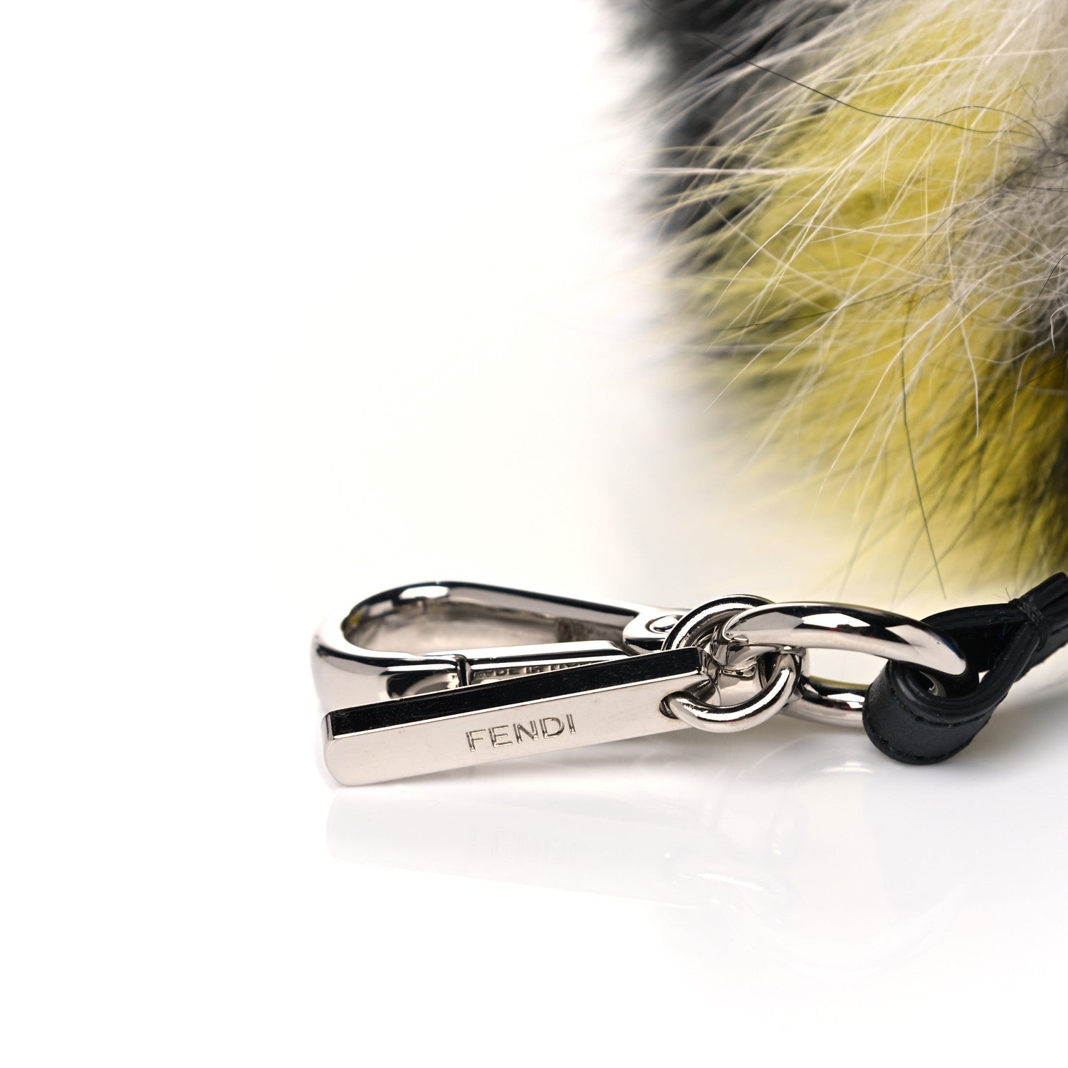 Fendi Fox Fur Striped Pom Pom Bag Charm Multicolor 4 of 4