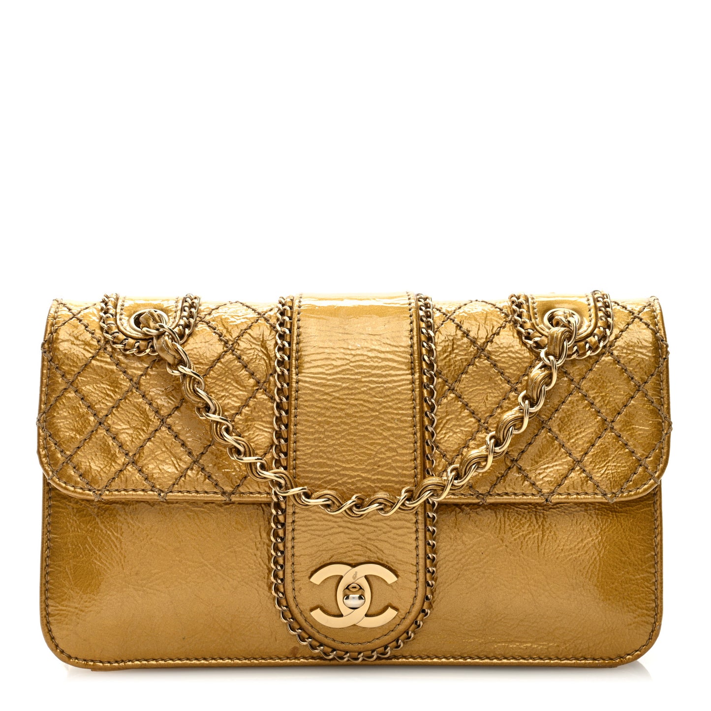 Patent Medium Madison Flap Gold