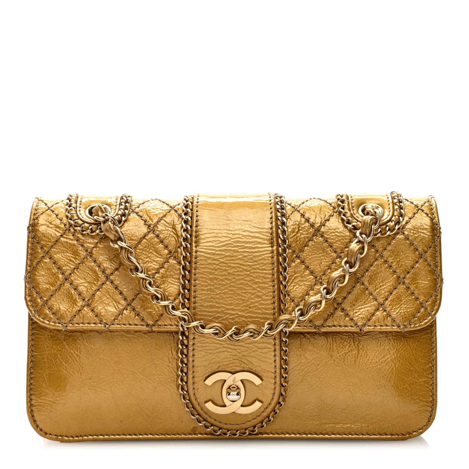 Chanel Patent Medium Madison Flap Gold 1 of 10