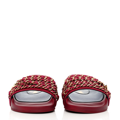 Chanel Satin Chain Flat Sandals 36 Dark Fuchsia 2 of 9