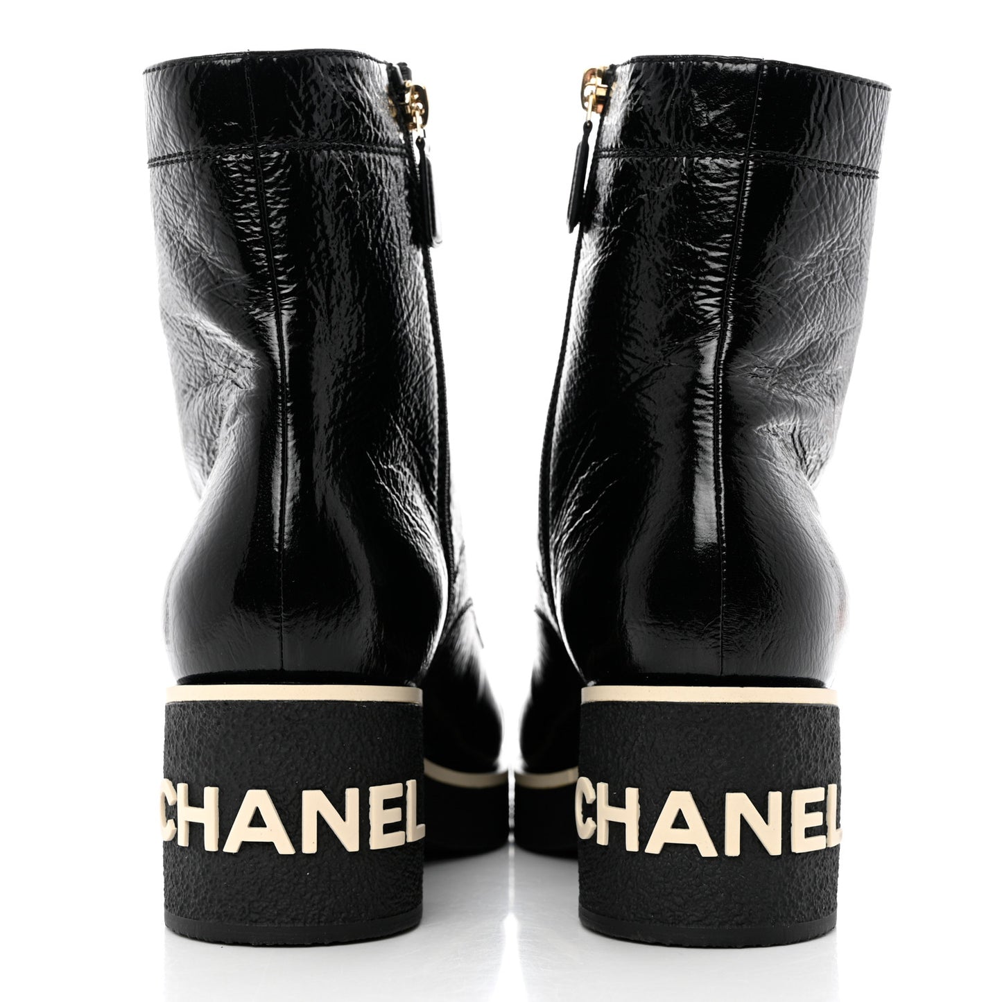 Shiny Crumpled Lambskin Lace Up Combat Boots 40.5 Black