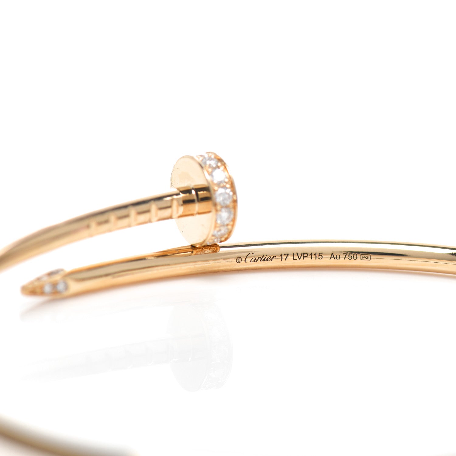 Cartier 18K Yellow Gold Diamond Small Juste Un Clou Bracelet 17 4 of 4