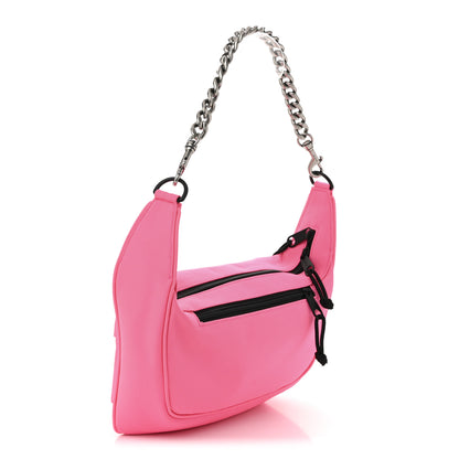 Balenciaga Recycled Sport Nylon Chain Logo Medium Raver Bag Black Fluo Pink Black 3 of 10