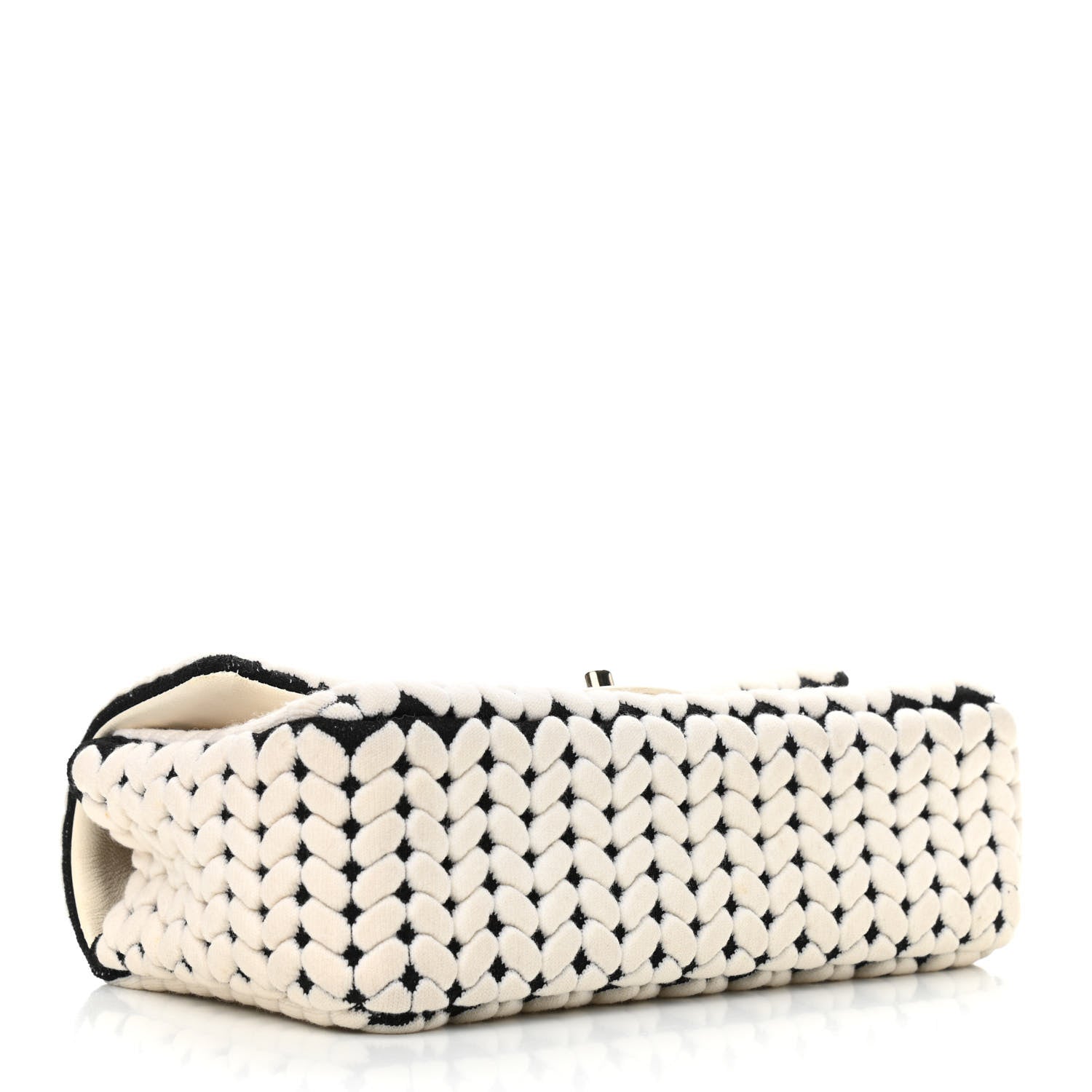 Chanel Calfskin Wool Woven Flap White Black 4 of 10