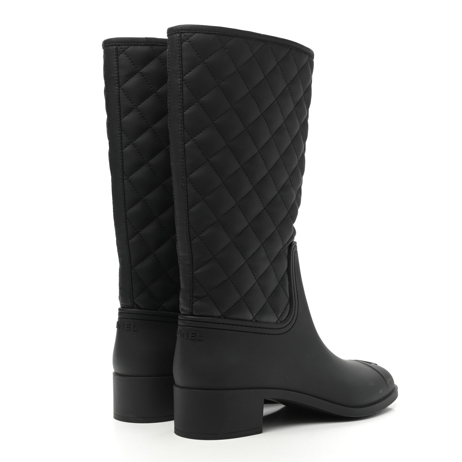 Chanel Rubber Quilted Rain Boots 41 Black 4 of 13