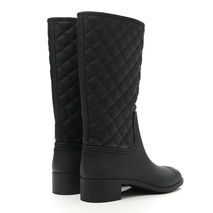 Chanel Rubber Quilted Rain Boots 41 Black 4 of 13