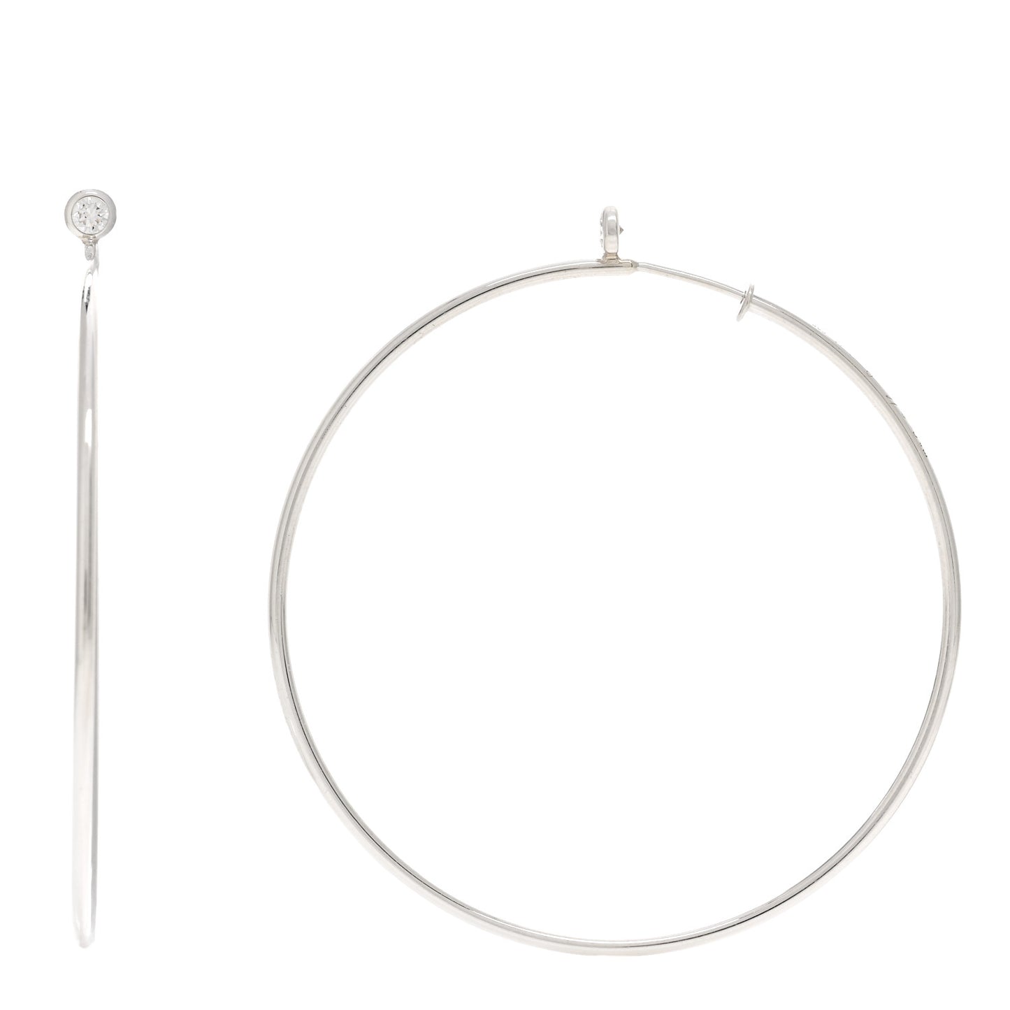 Sterling Silver Diamond Medium Elsa Peretti Hoop Earrings