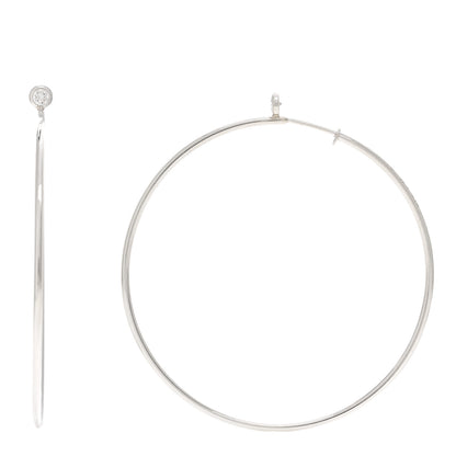 Tiffany Sterling Silver Diamond Medium Elsa Peretti Hoop Earrings 1 of 4