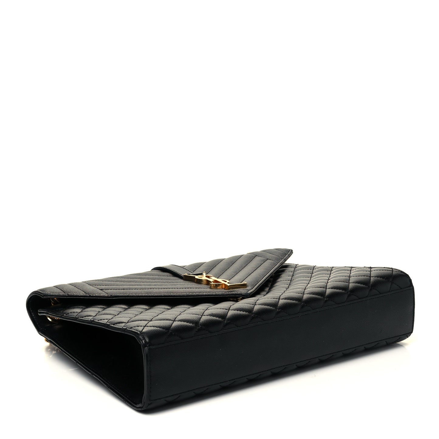 Grain De Poudre Textured Mixed Matelasse Large Triquilt Monogram Satchel Black